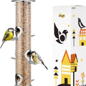 iBorn Vogelfutterspender 38 cm – Metall mit 6 Futterplätzen