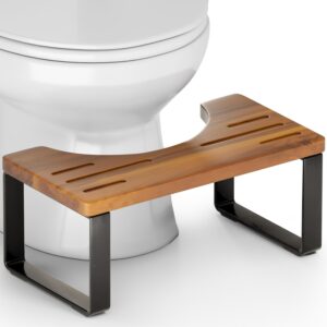 BLUEWEST Poop Hocker, Akazienholz, 17,8 cm, stabil & rutschfest