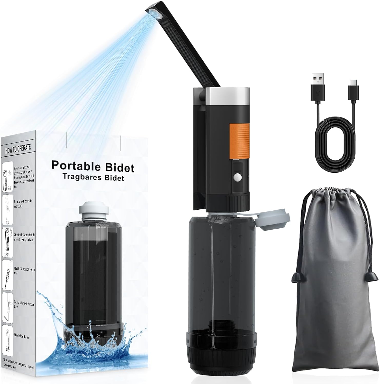 SoulBay Elektrisches Reise-Bidet 400ml, USB-C, IPX6