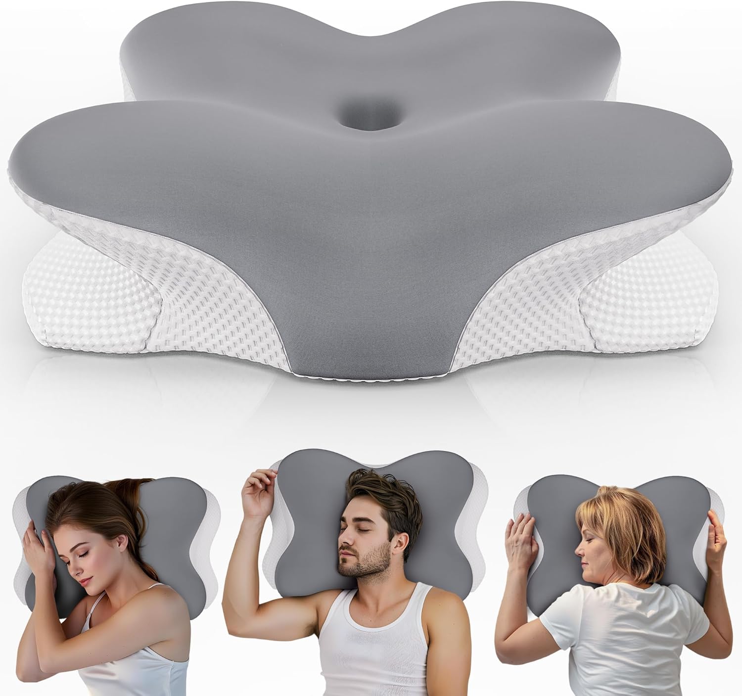 Ergonomisches Nackenkissen, Memory Foam, für alle Schlafpositionen
