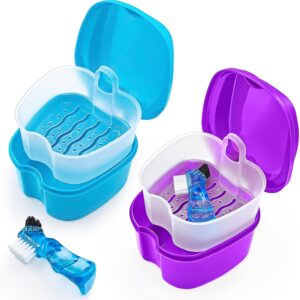 Zahnersatz-Koffer 2-teilig mit Bürste & Sieb – lila/blau