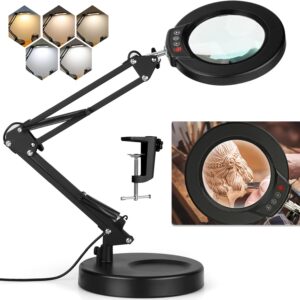 10-fach Lupe mit Licht & 5 Farben – Krstlv Schreibtischlampe