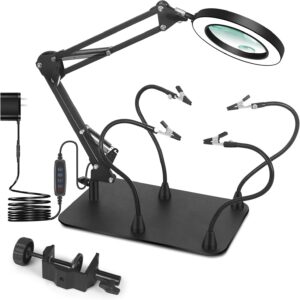 Lupe mit Licht & Ständer 5x/10x, 108 LED, 3 Modi – EOOKU