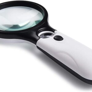 Lupe, Handspiegel mit 10-facher Beleuchtung, 20-facher Beleuchtung, HD-Linse mit LED-Licht zum Lesen von Büchern, zur Identifizierung von Schmuck, zur Uhr, zum Gravieren und Reparieren von