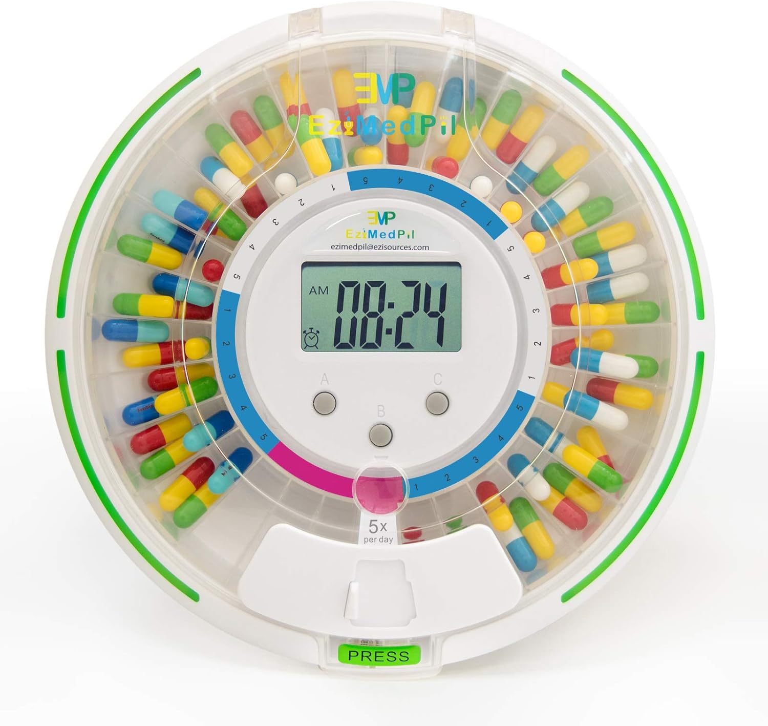 EZIMEDPIL Pillenspender mit 28 Fächern & Alarm