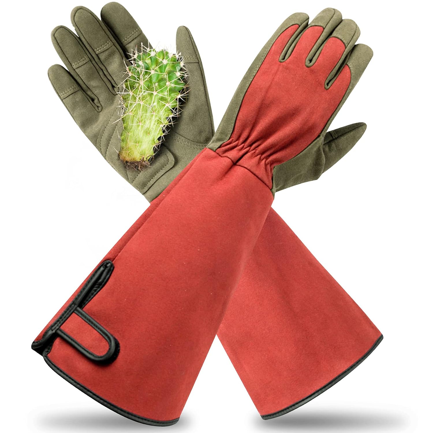 Schutzhandschuhe L, langarm, gegen Dornen, rot