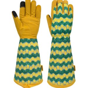 Gartenhandschuhe lang, gelb – Dornenfest & atmungsaktiv