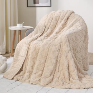 Drewin Gewichtsdecke 5,4 kg, Fleece-Sherpa, Beige (122x183 cm)