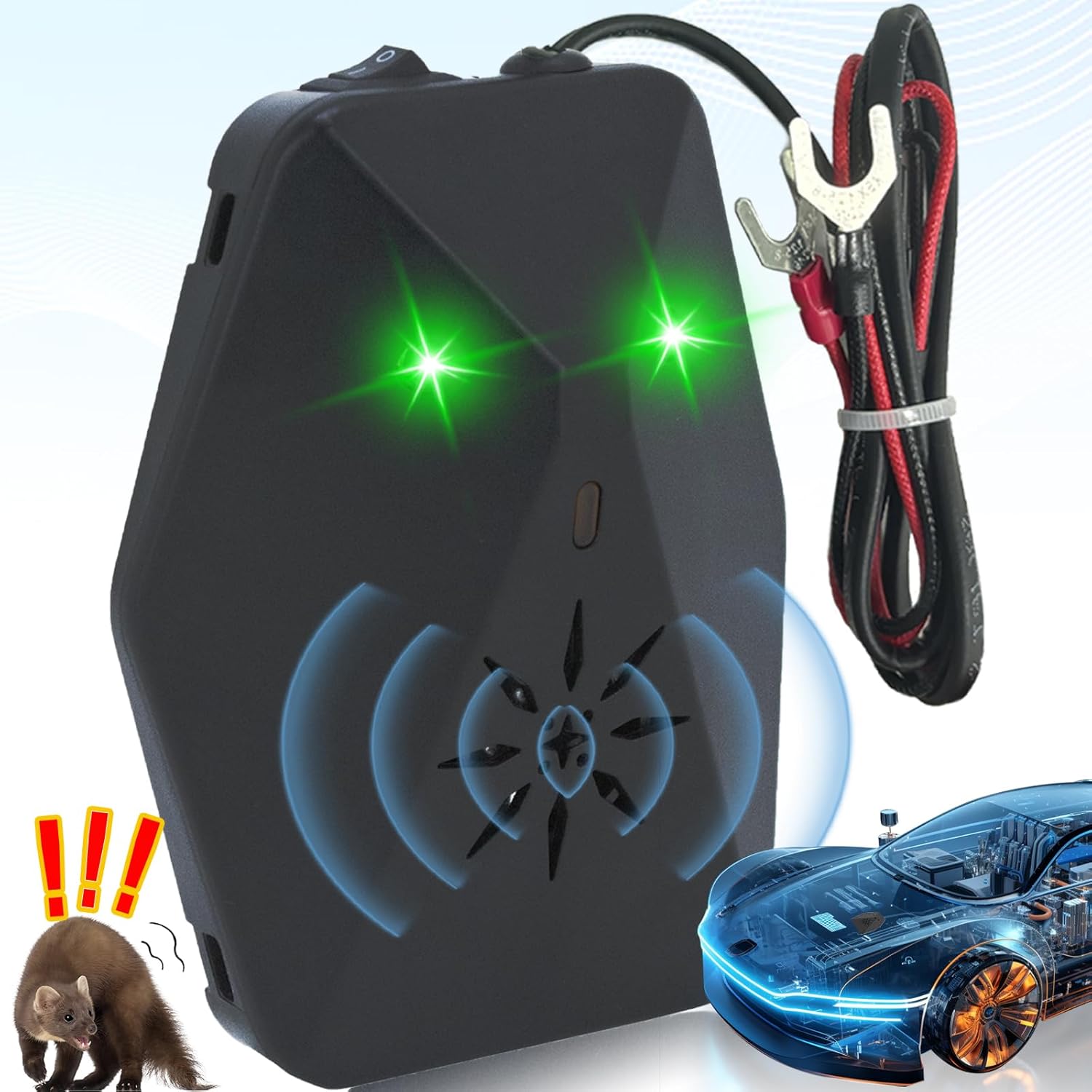 Warmfay Marderschreck Auto – 2 Modi, Multifrequenz-Ultraschall & Blitzlicht