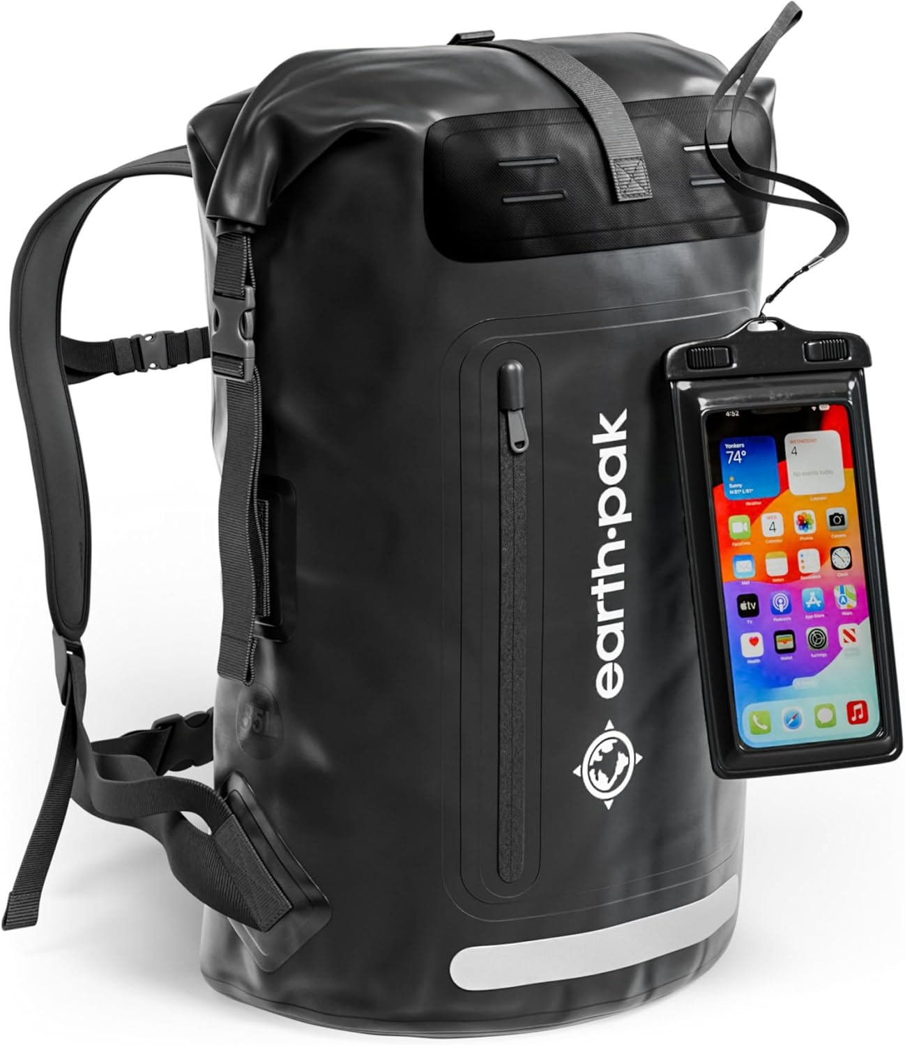 Earth Pak wasserdichter Rucksack 35L/55L mit Handyhülle