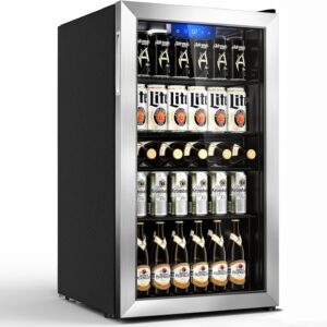 TRIUMPHKEY 86L Getränkekühlschrank mit Edelstahlrahmen & LED-Beleuchtung