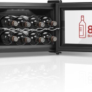 FOHERE Weinkühlschrank 8 Flaschen, 22L, Tischgerät mit LED & Digitaldisplay