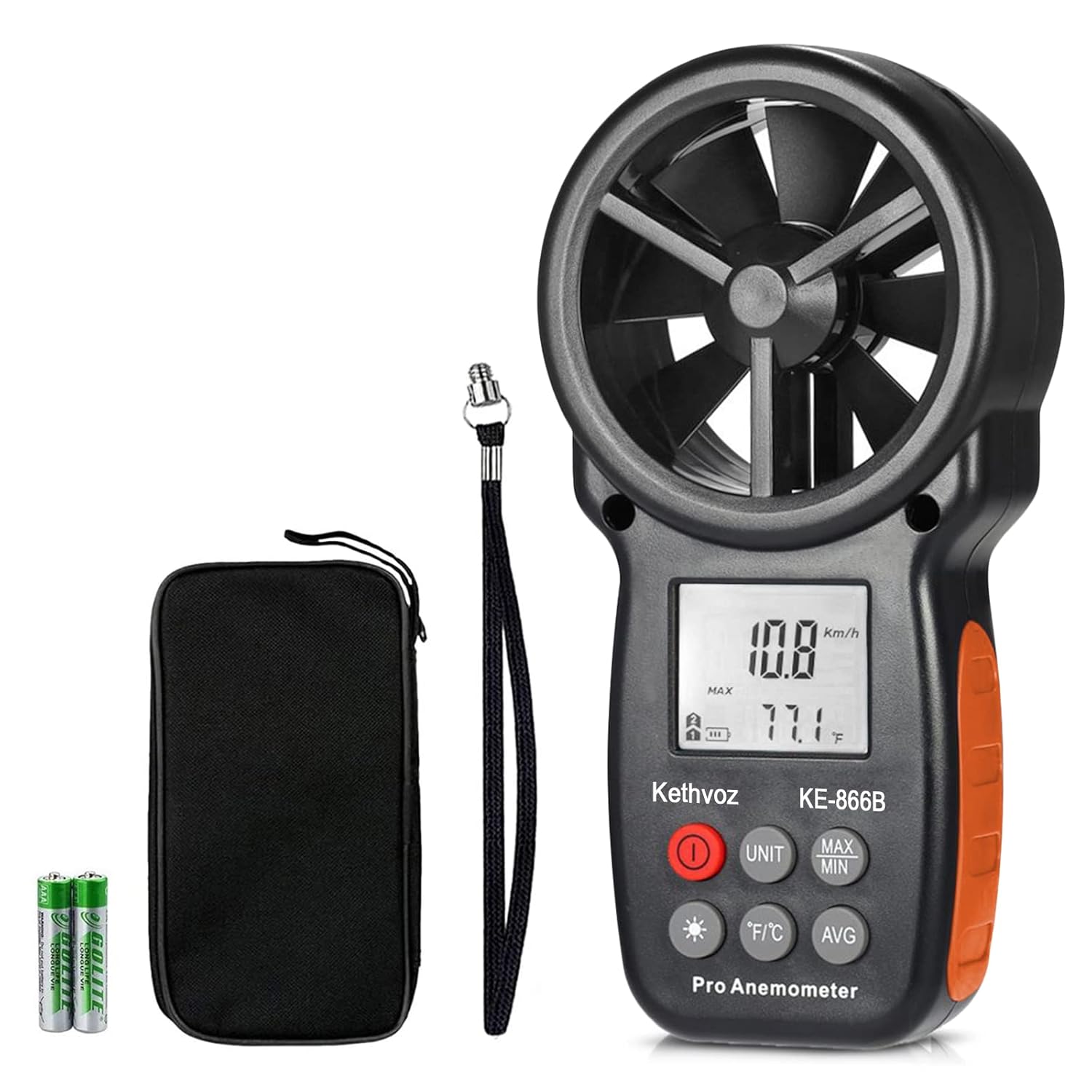 Digitaler Windmesser KE-866B – Windgeschwindigkeit & Temperatur