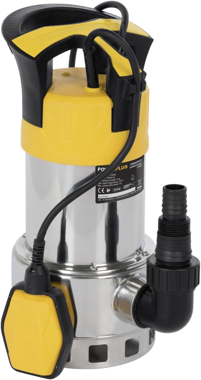 Powerplus Tauchpumpe 1100 W, 15.000 l/h, Edelstahl