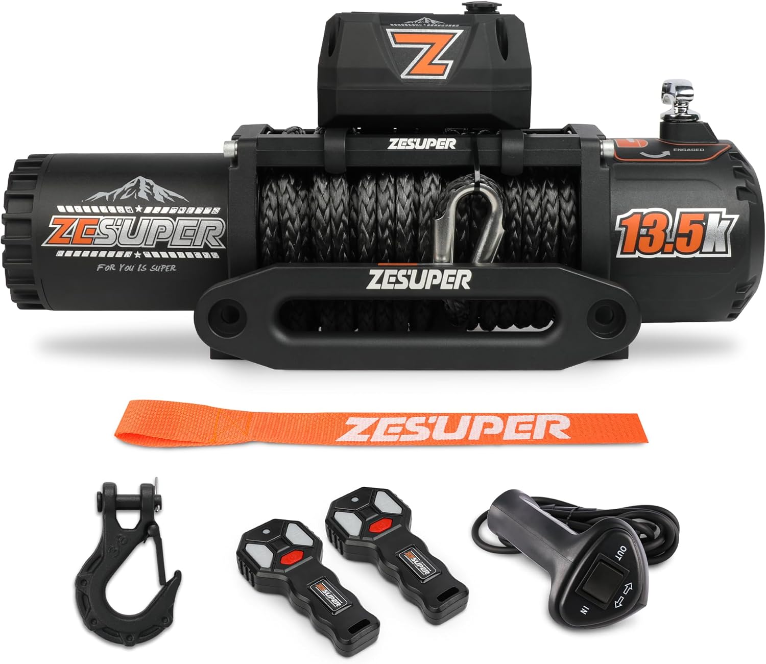ZESUPER Seilwinde 12V 6,1 kg mit Fernbedienung