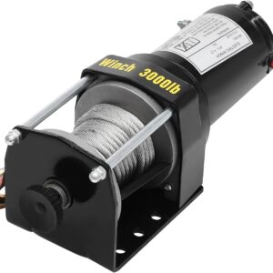 12V Seilwinde 1300 kg, Fernsteuerung, 6m Stahlseil