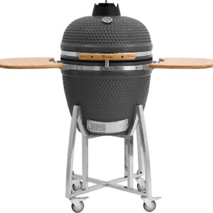 BBQ-Toro Kamado Grill KURO Ø 52 cm | Grau | Holzkohlegrill mit Thermometer