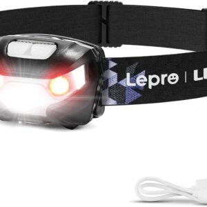 Lepro LED-Stirnlampe wiederaufladbar mit Rotlicht, IPX4