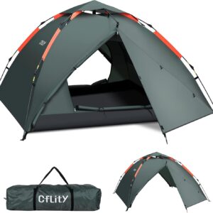 Cflity 3-Personen Camping-Zelt – Instant-Aufbau, 4-Jahreszeiten, wasserdicht