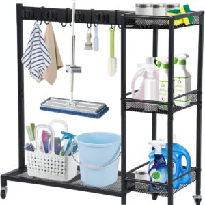 Reinigungswagen 85 x 62 cm – mobiler Putzwagen mit Mopphalter