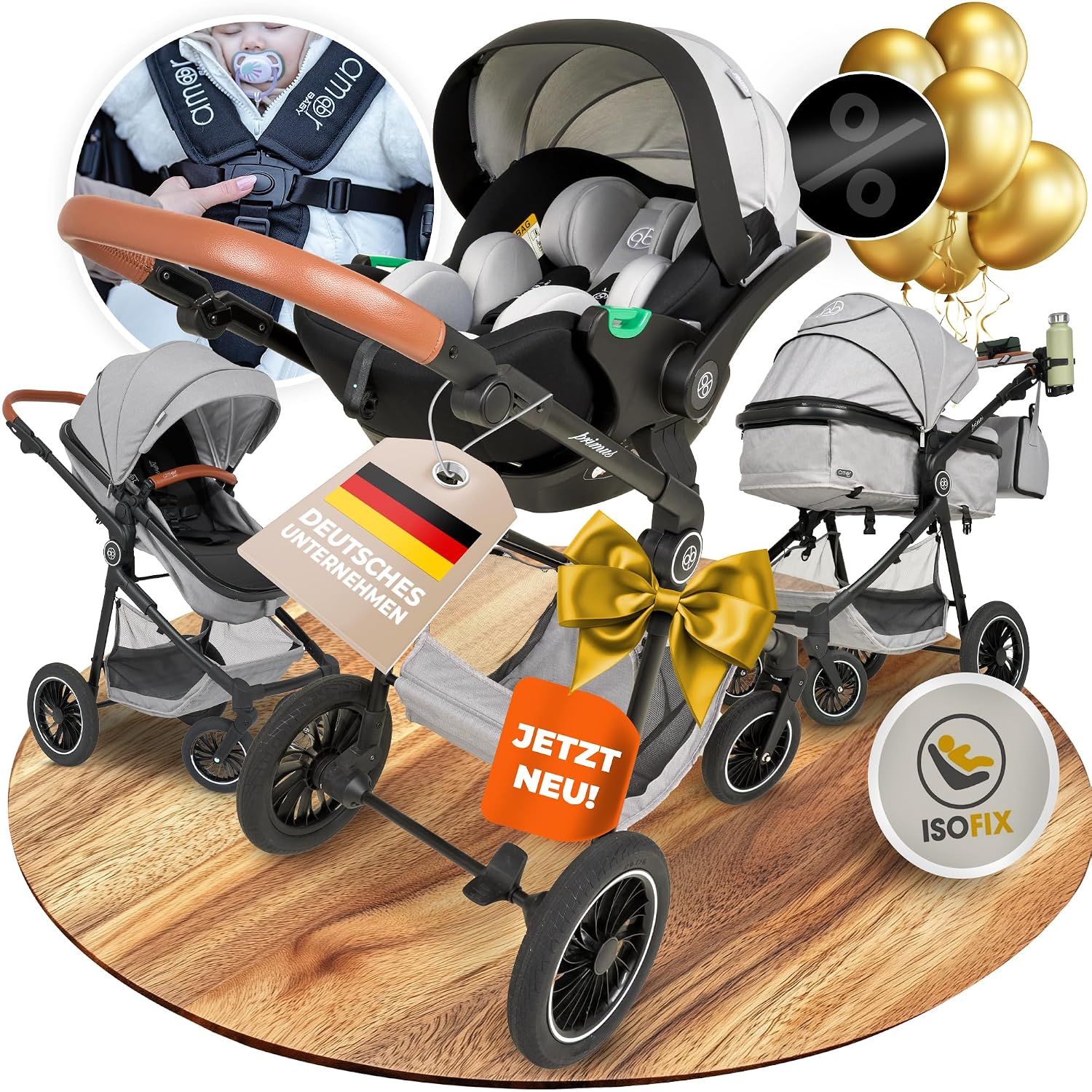 Amor Baby 3-in-1 Kinderwagen-Set inkl. Babyschale