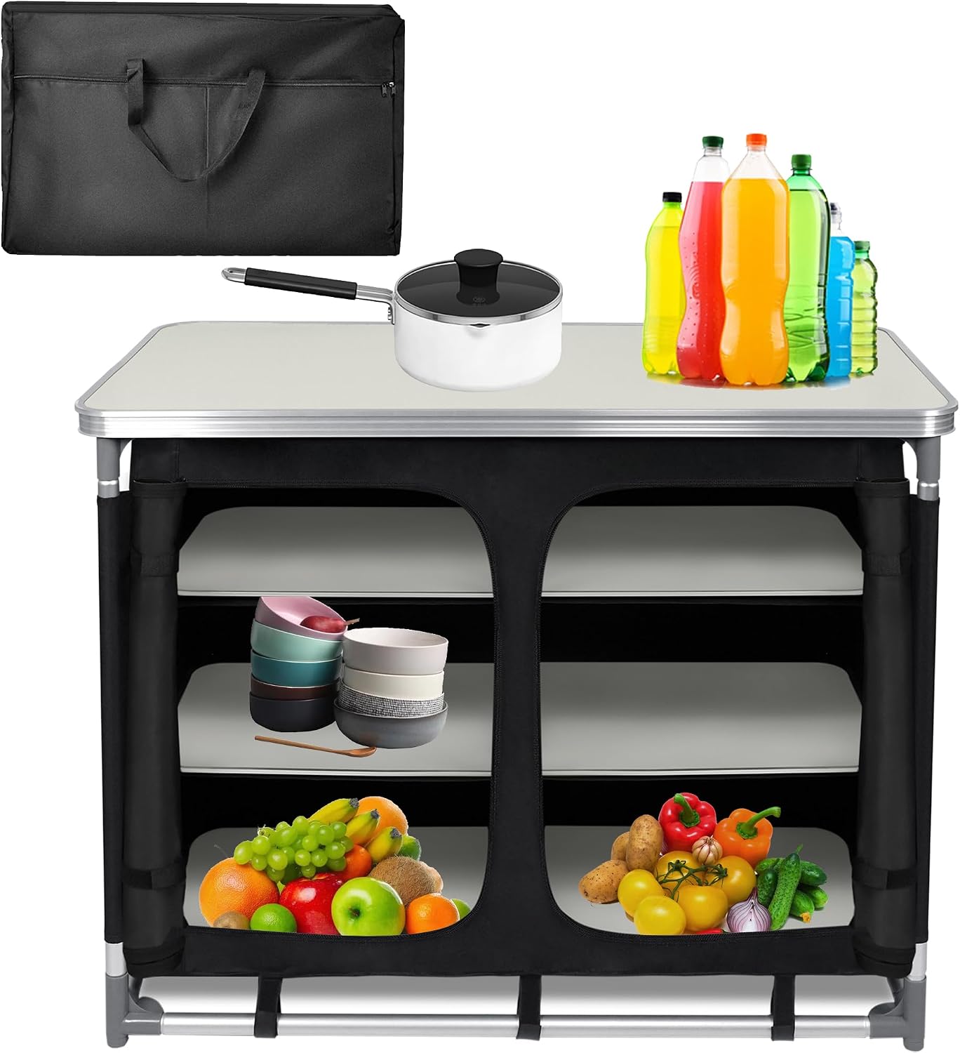 PEILU Campingschrank Outdoor faltbar, 50 kg Tragkraft, waschbar