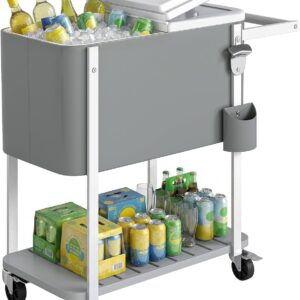 Outsunny Kühlwagen 56L mit Rollen, grau