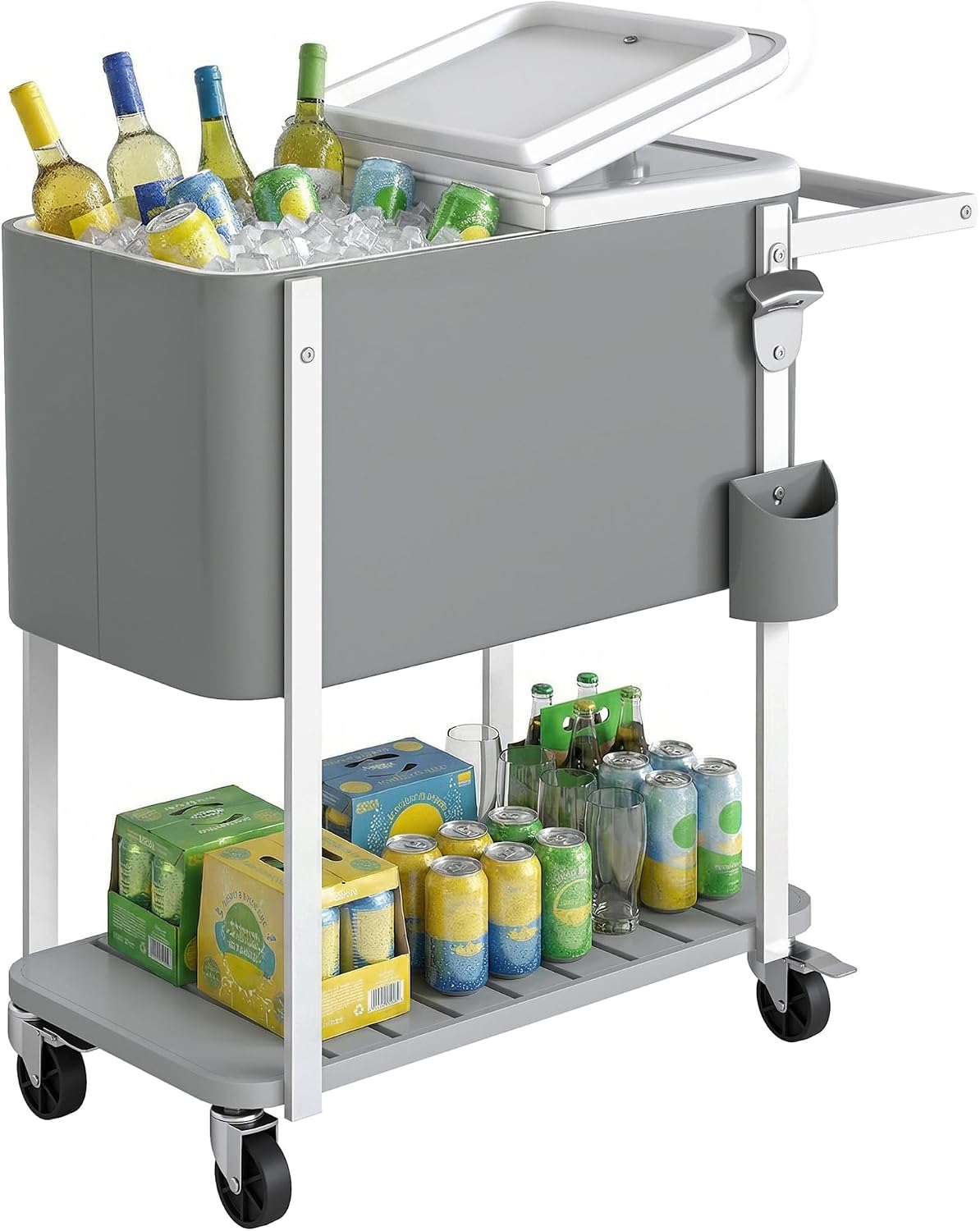 Outsunny Kühlwagen 56L mit Rollen, grau