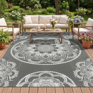 Wendbarer Outdoor-Teppich 180x270 cm Grau – IMIYOKU