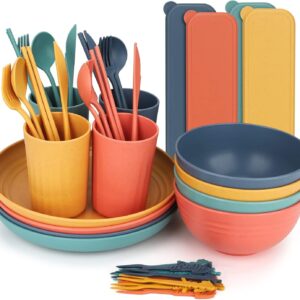 Camping-Geschirrset 44-teilig – robust & stapelbar