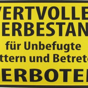 Metallschild 20x30cm Wertvoller Tierbestand – Made in Germany