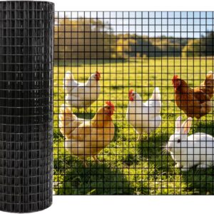 Acekool Maschendrahtzaun 120 cm schwarz, verzinkt, 19 Gauge