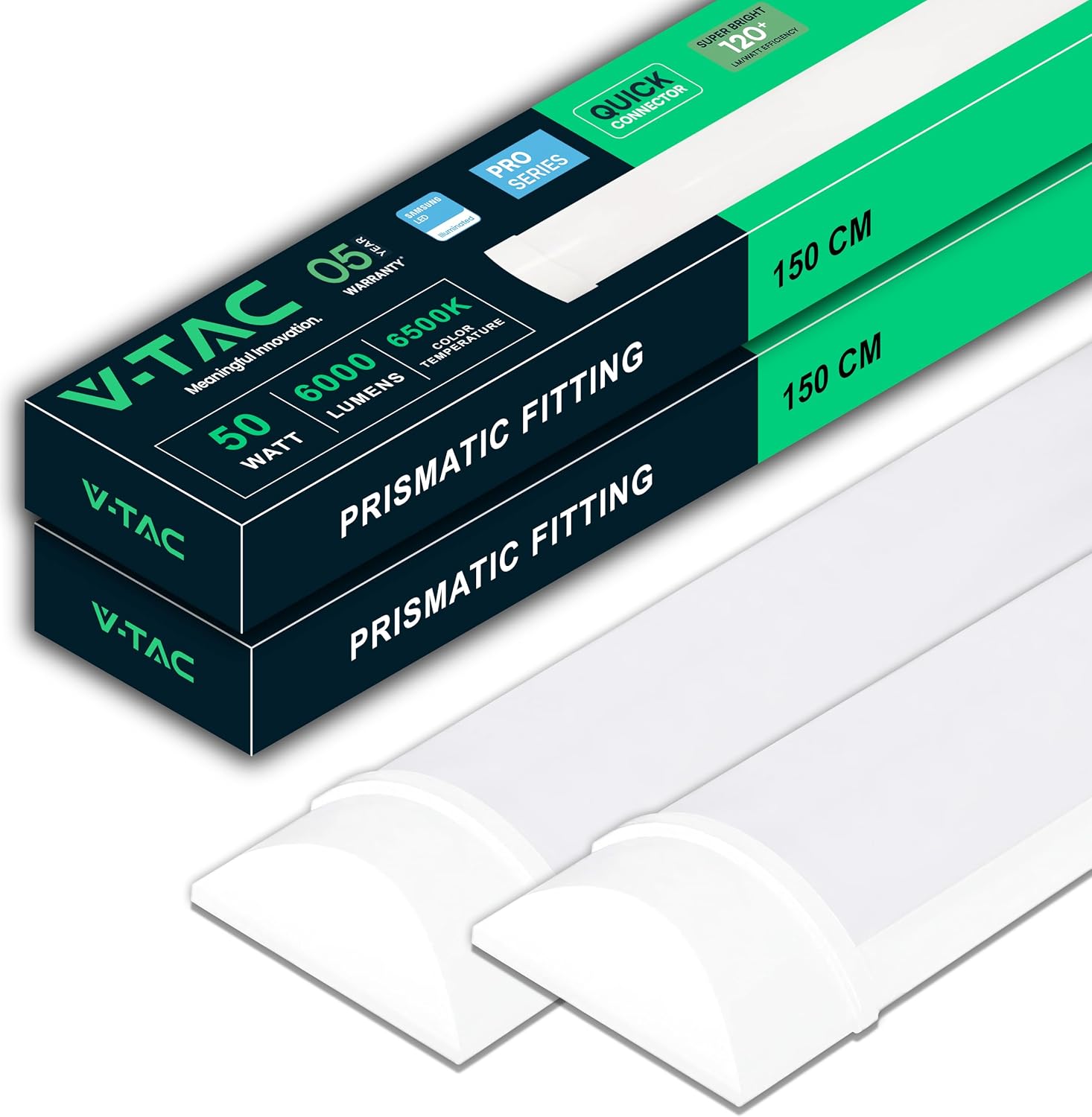 V-TAC 2x LED-Feuchtraumleuchte 150 cm, 50W, 6000 Lumen, IP20