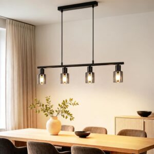 4-flammige Pendelleuchte Vintage Schwarz – Esstischlampe