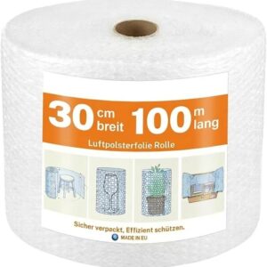 Luftpolsterfolie Rolle 100m x 30cm für Umzug & Versand