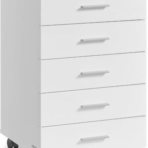 VASAGLE Rollcontainer Custos, 5 Schubladen, mobil, weiß