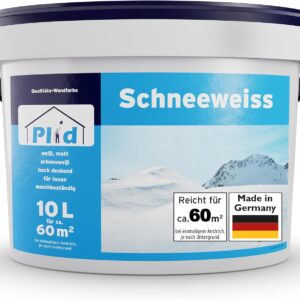 Plid® Wandfarbe Polarweiß 10L – geruchsarm & deckstark für 60 m²