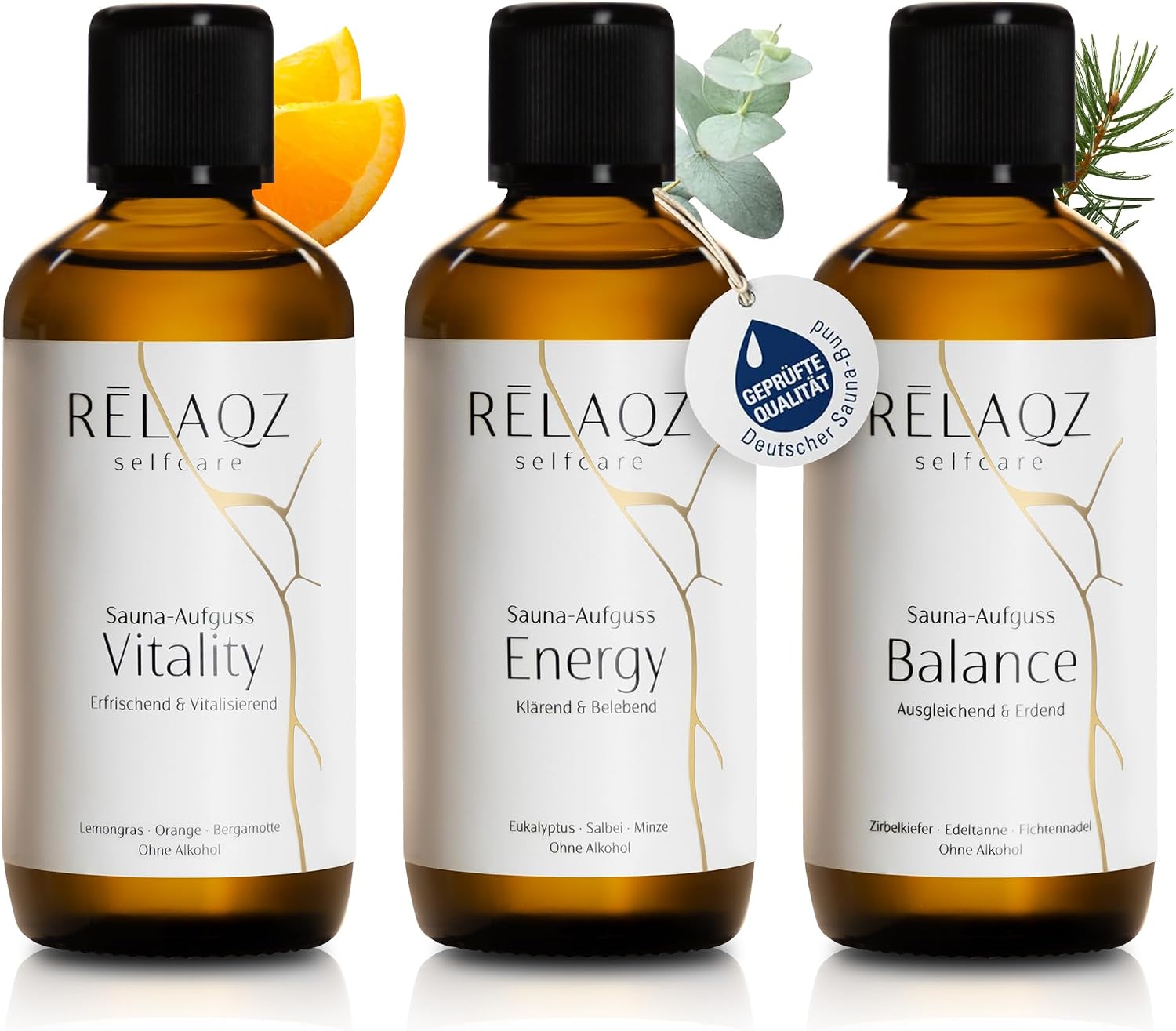 Saunaaufguss-Set 3x100ml von RELAQZ – Premium Duftwelten