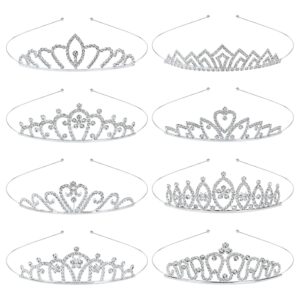 8er-Pack Silber Tiara-Kronen für Kinder & Frauen