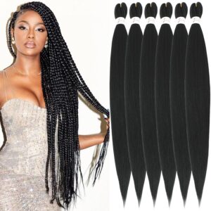 Vorgedehntes Flechthaar #1B Schwarz 30" 6 Packs Kanekalon Yaki