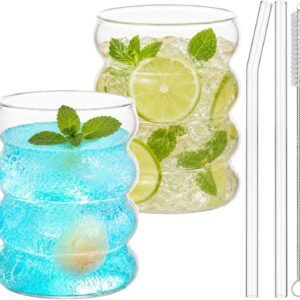 Lotiaan Wave-Gläser Set 2x350ml mit Strohhalmen