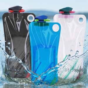 3er Set faltbare Trinkflasche 1L – BPA-frei & karabinerfest