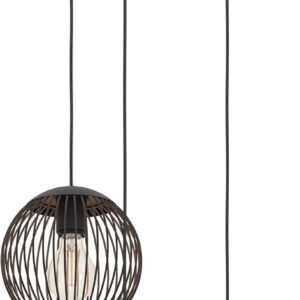 EGLO Hängelampe Almanzora 3-flammig schwarz-kupfer, Ø 46,5 cm