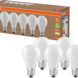Osram LED Classic A 5er-Pack, 3,8W (60W Äquiv.), E27, warmweiß (2700K)