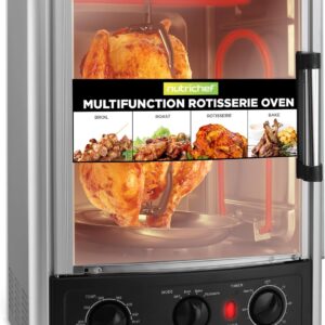 NutriChef Mini-Backofen mit Drehspieß – 23 L, Schwarz