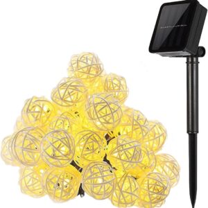 KINGCOO Solar Laternen Lichterkette 20LED Warmweiß Außen