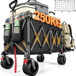 YEAUPE PRO Bollerwagen faltbar 260L 150kg, 17cm Räder, 13kg, schwarz