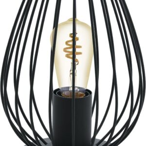 EGLO Newtown Tischlampe Schwarz, Vintage Nachttischleuchte